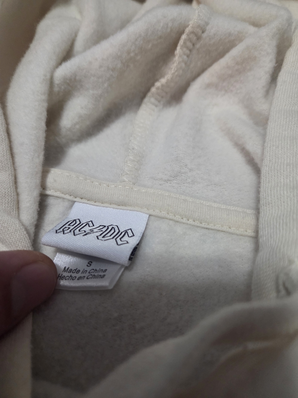 AC/DC For Those About To Rock Hoodie Sweatshirt White Graphic Pullover Men Small - Picture 4 of 4
